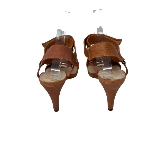 Loeffler Randall Pink Tan leather slingback straps Sandal Heels size 9B - Picture 9 of 13